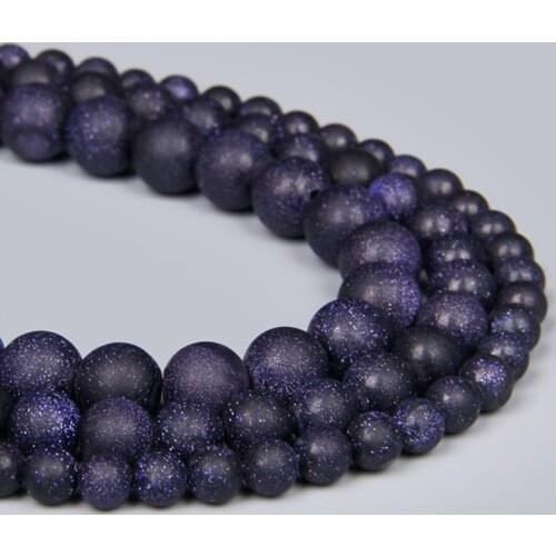 Natural Matte Blue SandStone Stone Beads For Jewelry Making Round Loose Beads Spacer Stone DIY Bracelet Handmade 4 6 8 10 12 MM