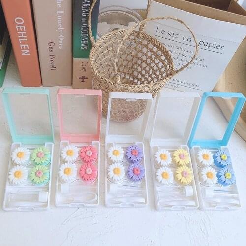 Summer Fresh Daisy Contact Lens Case Box INS Flowers Colored Contacts Case Beauty Lens Storage Box Gift for Girl for Clarity