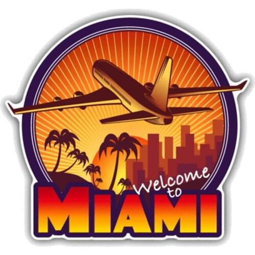 Dawasaru Welcome To Miami Travel Car Sticker Sunscreen Decal Laptop Truck Motorcycle Auto Accessories Decoration PVC,12cm*11cm