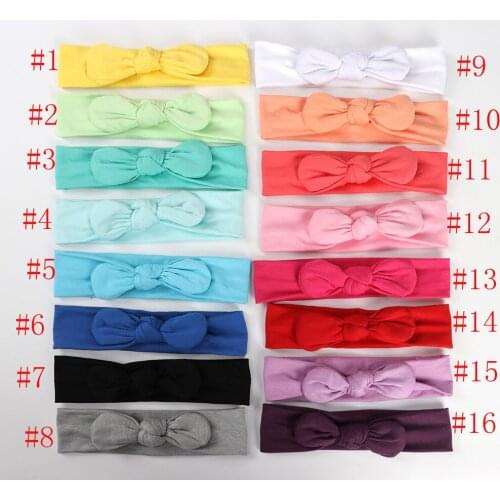 MengNa Top Quality Girls Knot Bow Headband Newborn Cotton Headbands Kids Top Knotted Bow Headband 30pcs/lot 16 Color