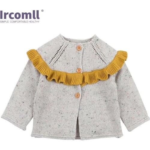 Ircomll Baby Knitted Sweater Coat For Girls Cotton Knitting Long Sleeve Cardigan Baby Clothes Infant Clothes Newborn Coat