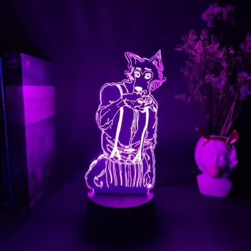 Acrylic 3d Night Light Legosi Figure for Kids Bedroom Decoration Nightlight Cool Anime Gift Table Lamp Beastars Otaku Must Have