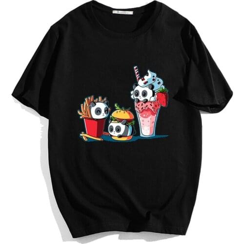 Summer Panda Print T Shirts New for Women Cartoon Casual T-shirt Lady Short Sleeve Cute Tops 90s Tees Shirt Female Clothes