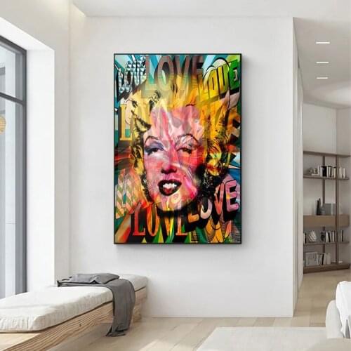 Canvas Painting Pop Culture Wall Art Printing Graffiti Marilyn Monroe Poster Graffiti Home Decor for Bedroom Modular Pictures
