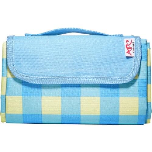 Camping Picnic Mat Pad Blanket Fabric Waterproof Moisture-proof Plaid Print Portable Foldable Sport Pad with Handle for Outdoor