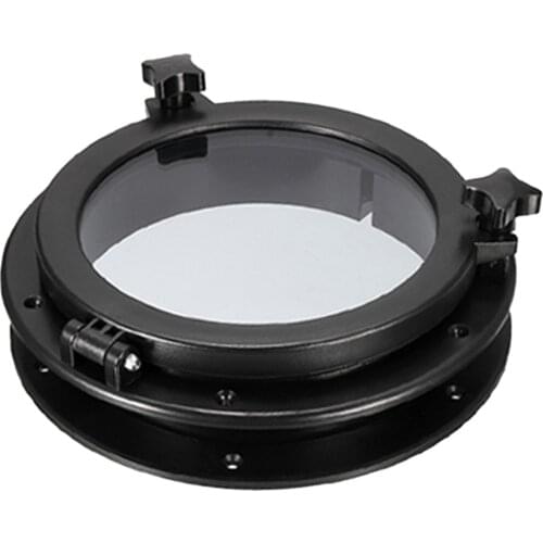 Boat Round Porthole Window w/ ABS Plastic & 4mm Tempered Glass - 8 inch/22cm (Black)
