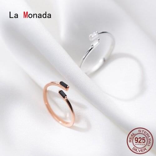 La Monada 46mm-55mm Women Ring 925 Sterling Silver Square Minimalist Rings For Women 925 Silver Fine Jewerly Rings Woman Open