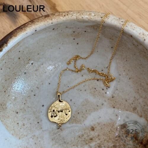 Louleur Real 925 Sterling Sun Planet Necklace Fashion Sample Gold Pendant Party Necklace For Women Luxury Fine Jewellery Gifts
