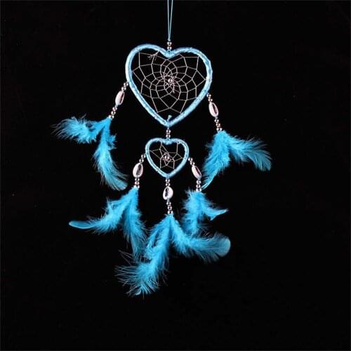 Feather Dream Catcher Wind Chimes Car Interior Wall Dream Catcher Ornaments Home Decoration Love Heart Shape NEW