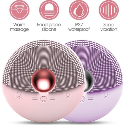 Electric Face Massager Skin Care Facial Cleansing Brush USB Sonic Face Cleaner Brush Back Heat Face-Lifting Home Use Devices