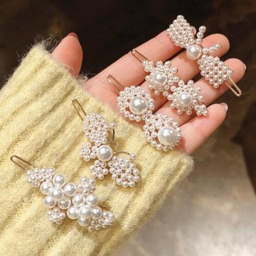 Hot Fashion Women Imitation Pearls Hair Clips Headwear Hairpins Barrettes Alloy BB Hairgrip Girls Hair Accessories