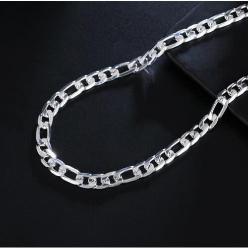 Hot fashion men 8MM flat geometry chain 925 Sterling Silver Necklace for woman party Holiday gifts classic brands Jewelry