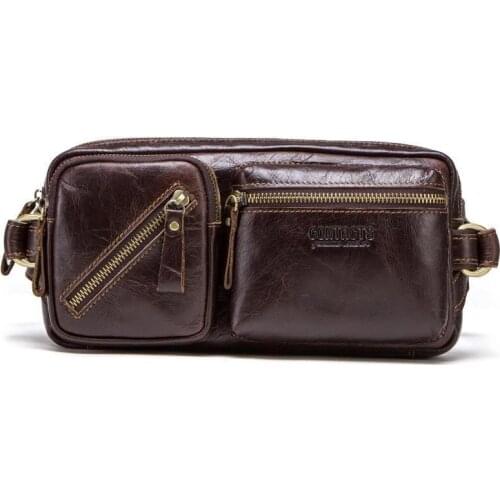 Retro Genuine Leather Men Waist Bag 2021 New Casual Small Fanny Pack Male Waist Pack Travel Chest Bag Crossbody Shoulder Bags