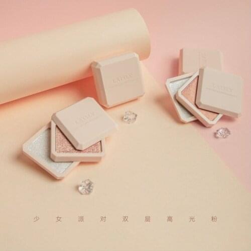 NewDouble-layer Highlighter Shadow Facial Makeup Face Bronzer High Gloss Shimmer Powder Makeup Cosmetic High-gloss Powder