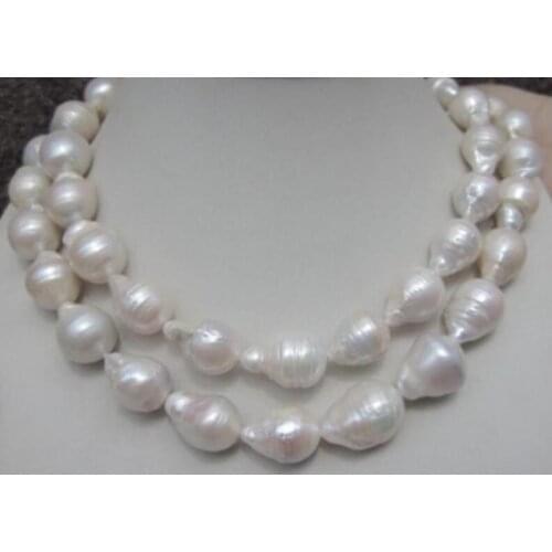 HUGE 12-18 MM NATURAL WHITE BAROQUE PEARL NECKLACE 35 INCHES AAA