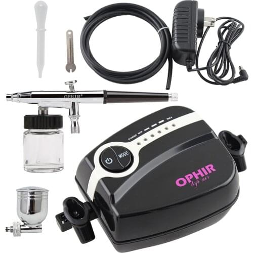 2017 New OPHIR Temporary Tattoo Portable Mini Air Compressor Dual Action Airbrush Kits for Hobby Cosmetics Tattoos #AC094P+AC005