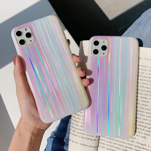 Rainbow Laser Gradient Phone Case For iPhone 11 pro max 7 8 plus SE2020 Xr Xs Max Soft IMD Laser Cover For iPhone Xr X 11