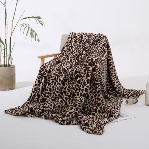 Luxury Leopard Design Fuzzy Blanket Sheets Super Soft Rabbit Fur Crystal Short Plush Bedding Sofa Cover 130*160cm/160*200cm