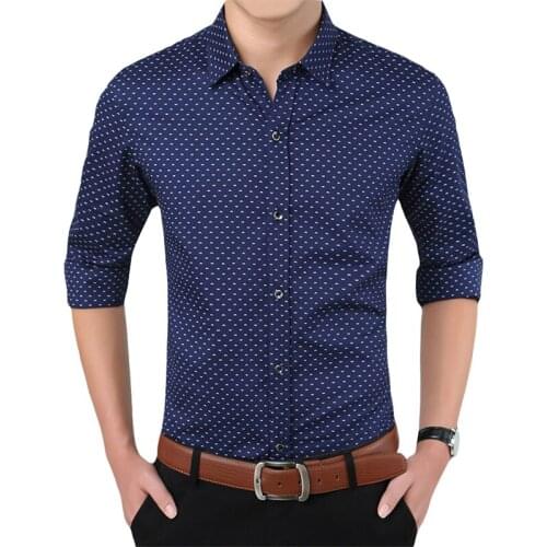 Men Shirt Mens Business Casual Shirts New Arrival Men Fashion Brand Clothing Printed Long Sleeve Camisa Masculina