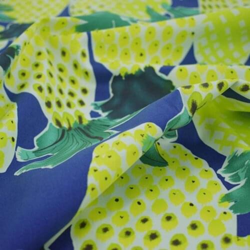 Sapphire blue bottom Big pineapple stretch cotton fabric for shirt dress bazin riche getzner telas por metro tissus tela stoffen