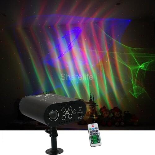 Sharelife Rechargeable RGB Hypnotic Aurora Red Star Laser Light Mixed RGB Watermark LED Remote DJ Party Home Stage Lighting DW-A