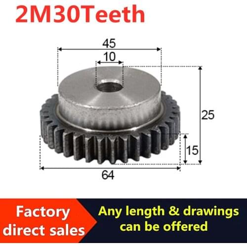 1PCS New Durable Convex Gear Pinion 2Module 30Teeth 10mm Hole Carbon Steel Convex Gear