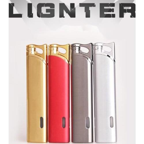 Fine Strip Five Color Mixed Metal Windproof Butane Gas Lighter
