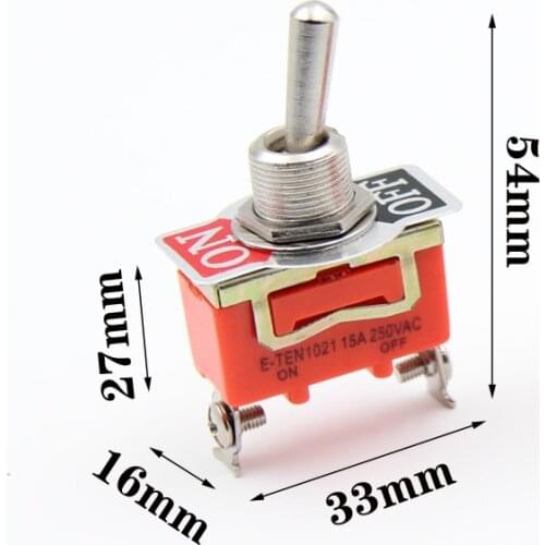 High quality E-TEN 1021 5pc New High Quality 15A 250V SPST 2 Terminal ON OFF Toggle Switch VE186 P