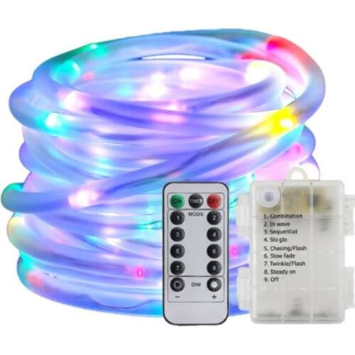 Outdoor String Lights 10M 100LEDs Battery Operated LED Rope Tube String Lights for Patio Easter Christmas Party Wedding Holiday