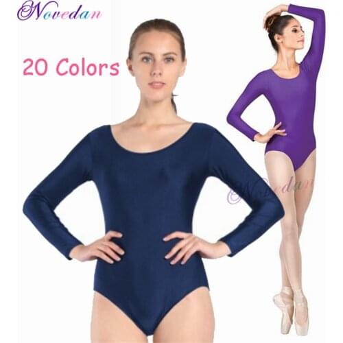 Women Adult Black White Shiny Metallic Leotard Long Sleeve Ballet Dancewear Spandex Leotards Bodysuit Gymnastics Costume Unitard