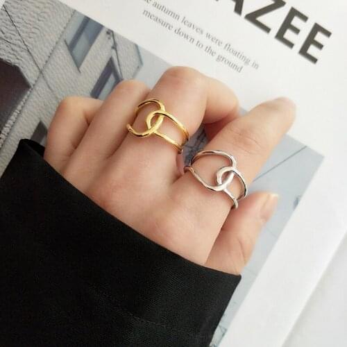 CANZE Ladies Korean Gold Plated Ring Geometric Lines Interwoven Cross Ring Adjustable Silver Ring Finger Jewelry