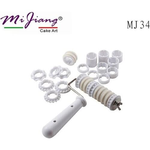 1 Set Fondant Cutter Sugarcraft Cake Decorating Tools Plastic Cake Rolling Pin Embosser Roller Baking Tools For Cakes