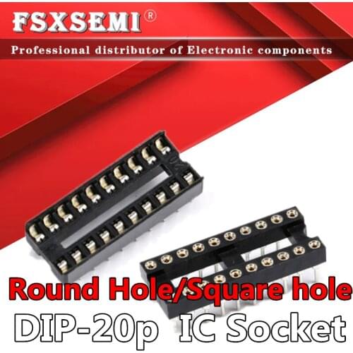 10pcs DIP-20 Round Hole Square hole 20 Pins 2.54MM DIP DIP20 IC Sockets Adaptor Solder Type IC Connector