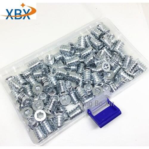 100PCS White Zink Möbel Muttern Gewinde M6 Für Holz Insert Mutter Flansch Hex Stick Kopf Möbel muttern M6*15MM