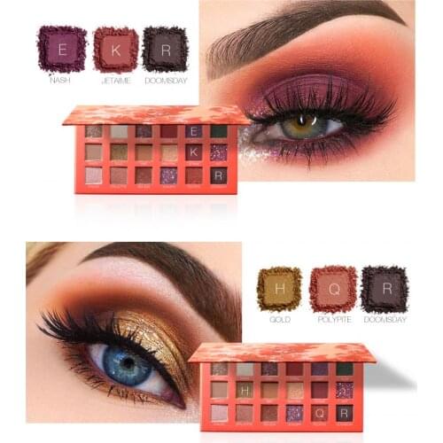18 Colors Matte Shimmer Eyeshadow Palette Smoky Pigment Powder Matt Glitter Blue Eye Shadow Make Up Cosmetic