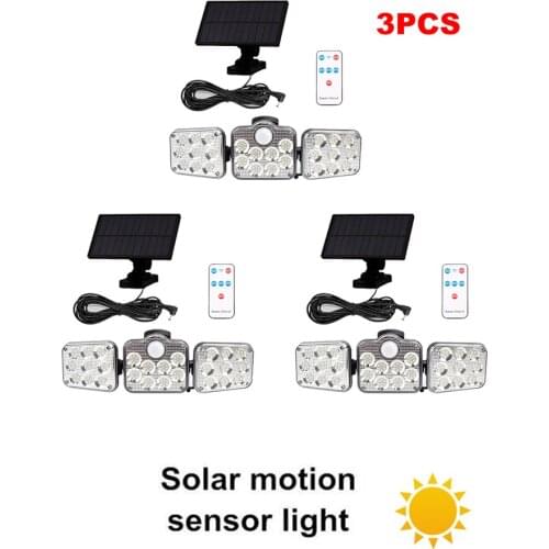 3pcs 138 led seperable remote Solar Light Outdoor Garden Solar Lamp Waterproof PIR Motion Sensor Street security Lighting remote