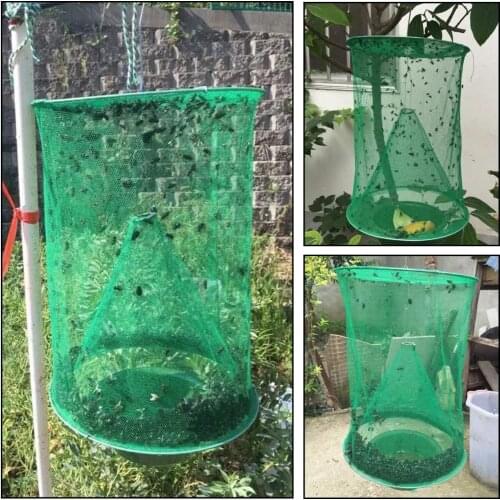 4pcs Fly Trap Netting Reusable Orchard Hanging Fly Catcher Zapper Cage Net Trap Gardening Tools Equipment Pest Control Products