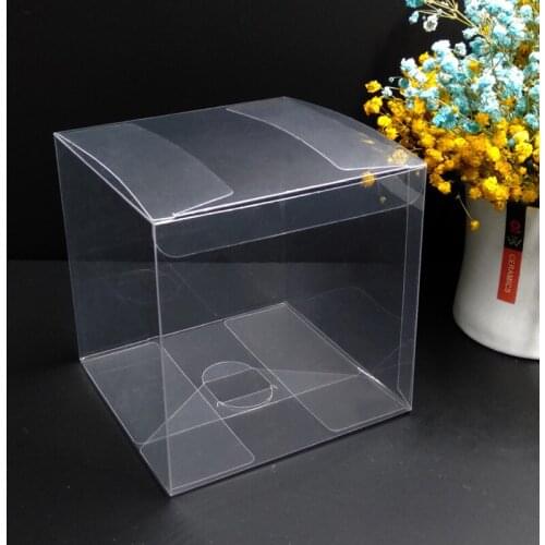 5pcs/lot Square PVC Clear Transparent Candy Gift Box Birthday Wedding Favor Holder Chocolate Candy Boxes Event Sweet Candy Box