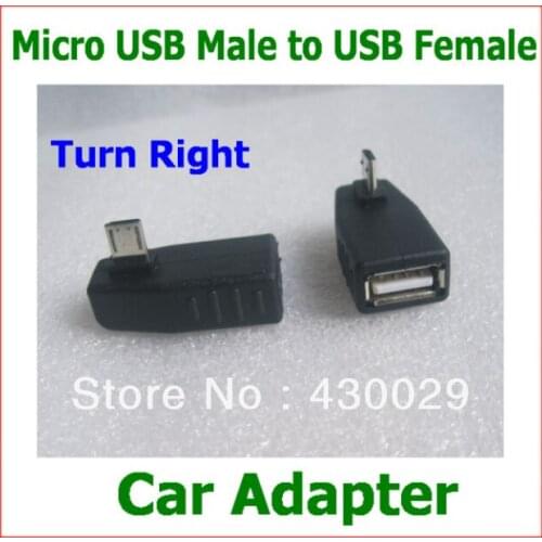 50pcs Car Adapter Micro USB Male to USB Female Connector Adapter Turn Right USB MP3 Connector USB OTG Host Free Shipping
