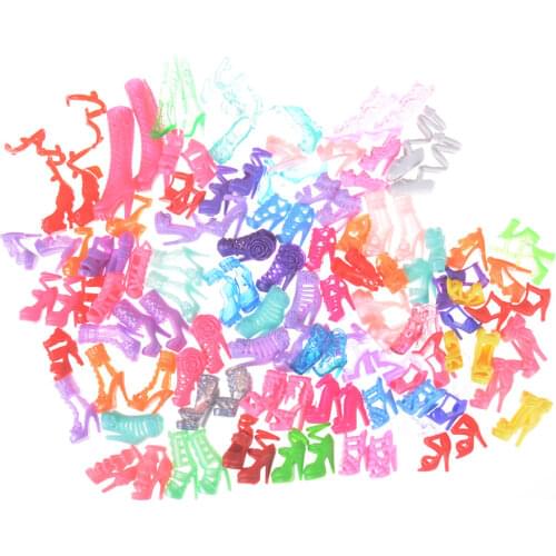 60 Pairs Different Fashion Cute Colorful Shoes Heels Sandals For Clothes Dress Doll Shoe Accessories Best Gift Child Toys