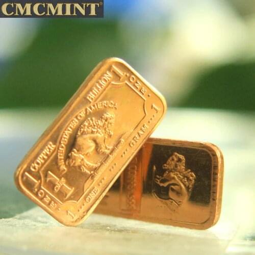 Copper Bar Mint 1 Gram Buffalo Replica Coins Collection United States Of America Souvenir Gift A111