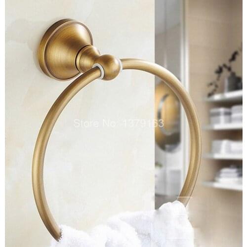 NEW Bathroom Accessory Wall Mounted Antique Bronze Brass Single Circle Towel Ring Towel Rack Holder aba130