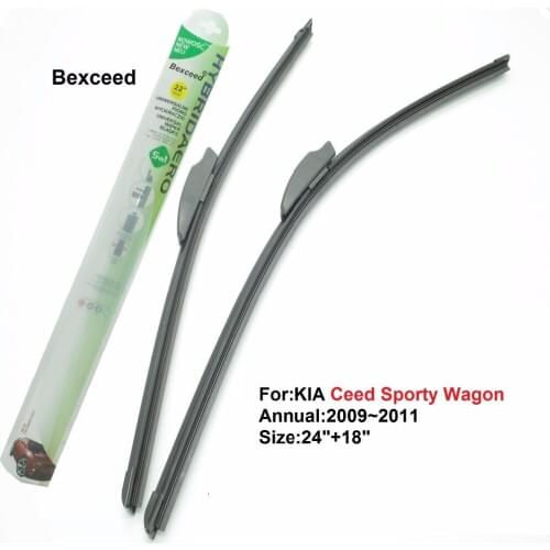 Bexceed of Car Windshield Flat Wiper Blade For KIA Ceed Sporty Wagon. 1 Pair(24"+18") 2009~2011