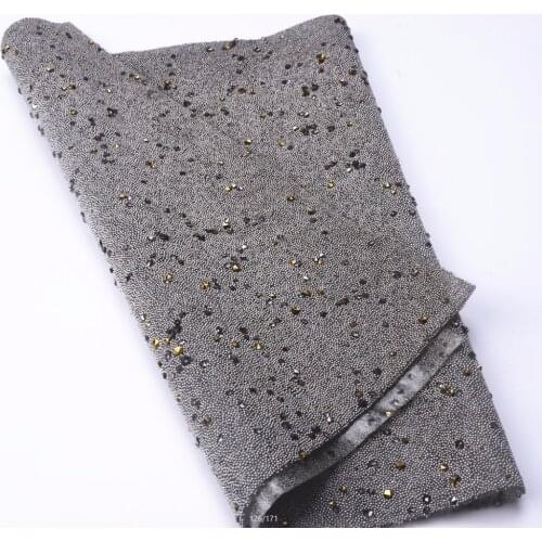 Big Promotion!24*40cm Rhinestone Trim Gray Beaded Diamond Mesh Hot Fix Strass Applique Banding Bag Decoration Accessories
