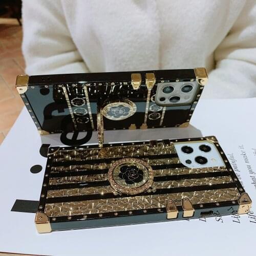 Luxury Gold Glitter Diamond Flower Square Case For Honor 10I 8 20 Pro 30 Pro Y6P Y7A Y8P Y9 Prime Soft Silicon phone Back Cover