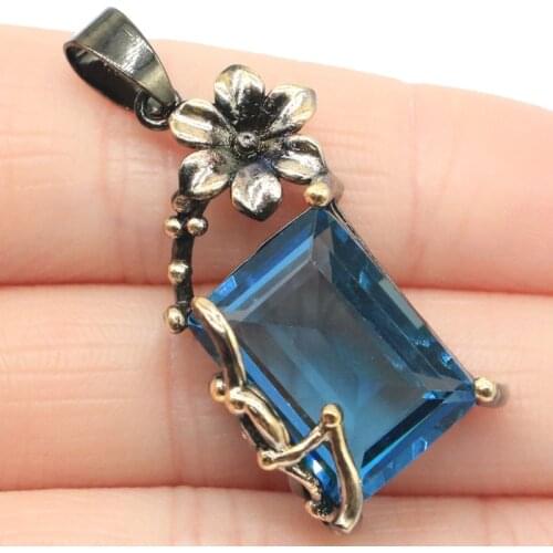 53x38mm 2020 Sublime Antique Created Vilet Tanzanite Gift For Womans Black Gold Silver Pendant