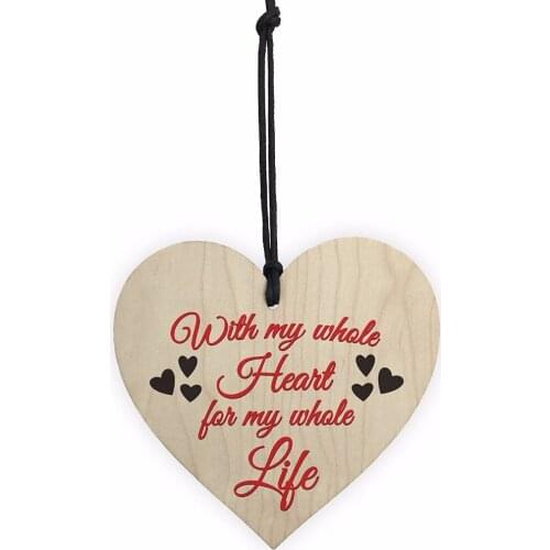 Whole Heart Whole Life Wooden Hanging Heart Plaque Love Friendship Sign Christmas Home DIY Tree Decoration
