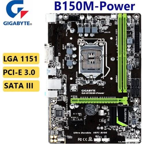 GIGABYTE B150M-Power Desktop Motherboard 100% Original Core i7 i5 i3 Socket LGA 1151 DDR4 PCI-E 3.0 32GB Computer Mainboard Used