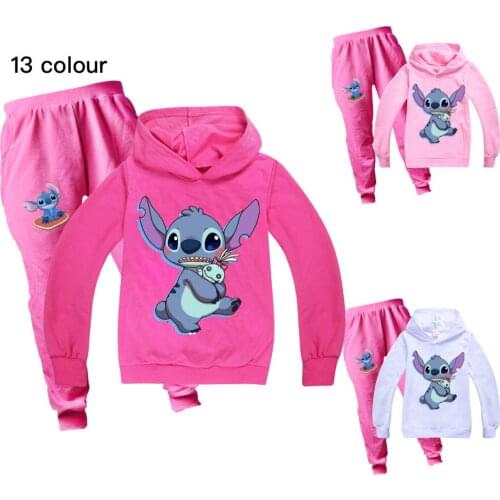 STITCH Fashion Clothes Kid Boys Girls Hoodie Pants 2Pcs/Sets Children Infant Clothing Toddler Cotton Sportswear