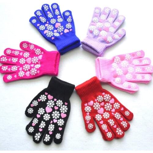Wecute Child Gloves for 6-11years Kids Autumn and Winter Gloves Outdoor Warm Knitted Gloves Mittens Childrens Winter Snowflake